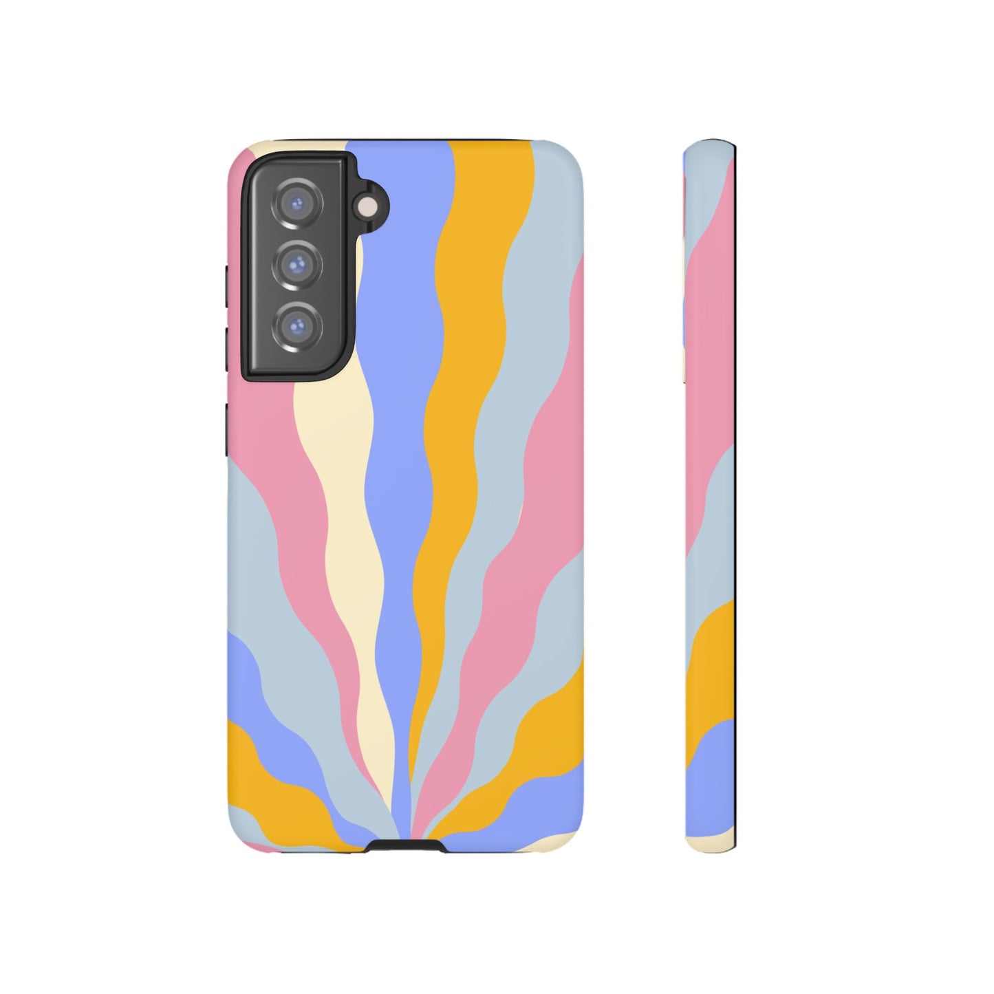 Pastel Radiance Samsung Galaxy Case – 70s-Inspired Dual-Layer Design with Wavy Sunburst Pattern