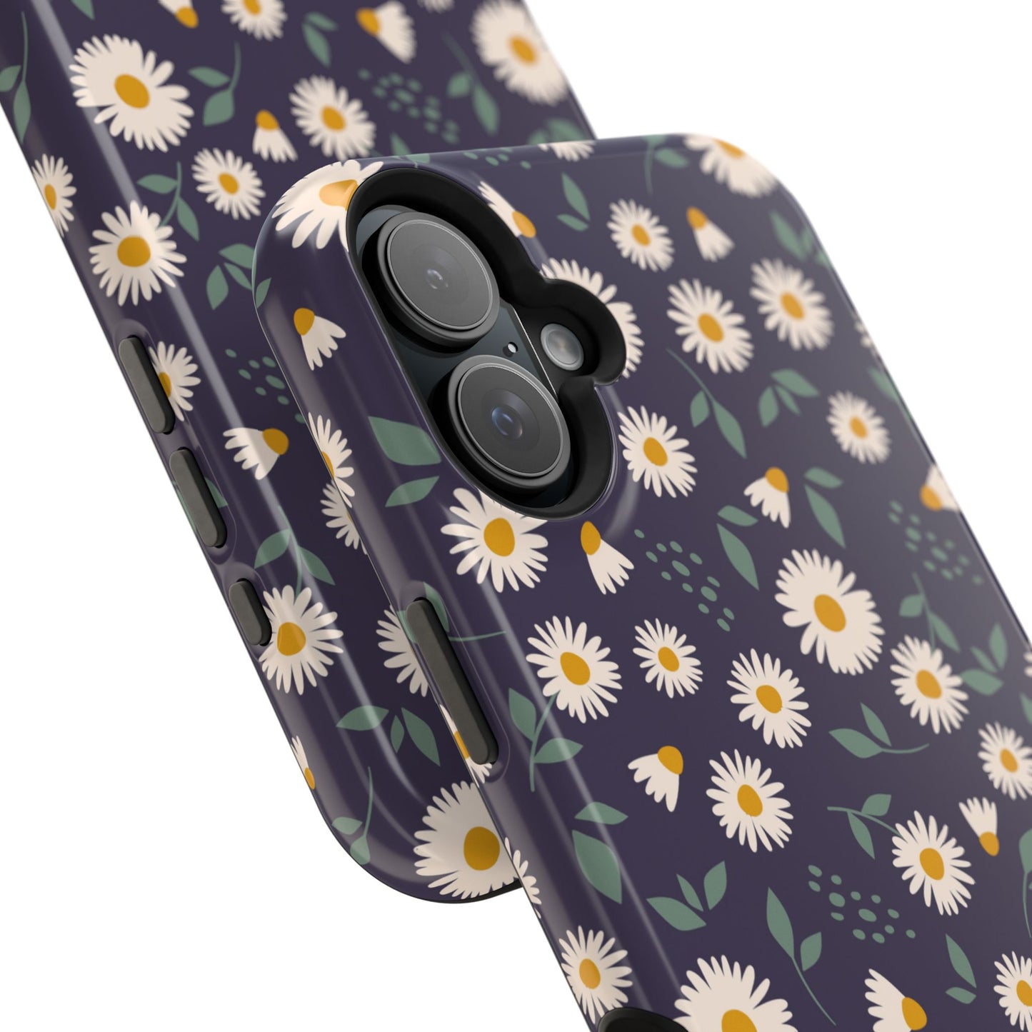 Midnight Daisy MagSafe iPhone Case – Dark Navy Floral Design, Slim and Protective