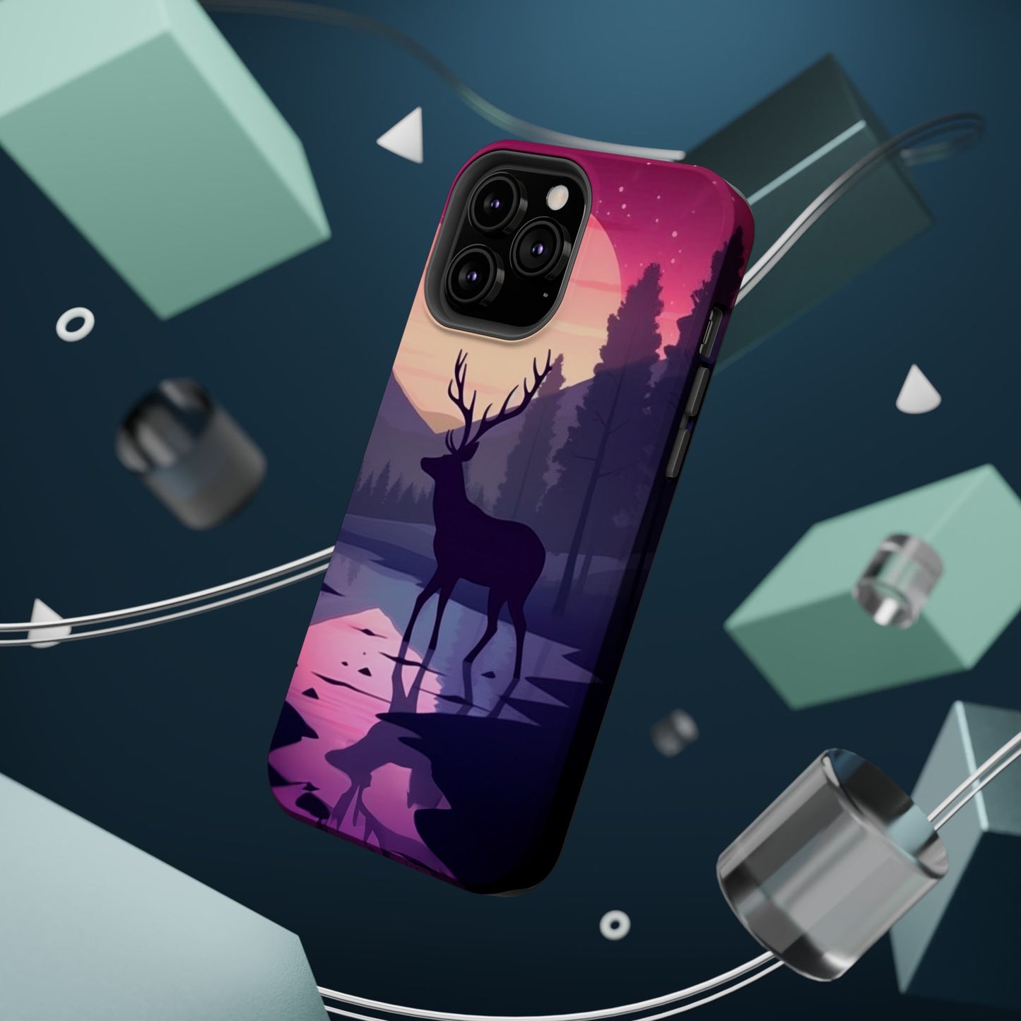 Twilight Elegance: Stag Reflection – MagSafe iPhone Case