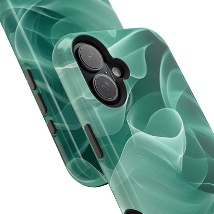 Emerald Flow MagSafe iPhone Case – Translucent Green Fabric-Inspired Design