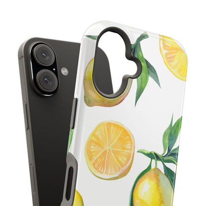 Lemon Grove Watercolor Tough MagSafe iPhone Case – Fresh Citrus Design, Dual-Layer Protection