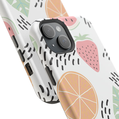 Tropical Fruit Fiesta Tough MagSafe iPhone Case – Fun Watermelon, Pineapple, and Citrus Design