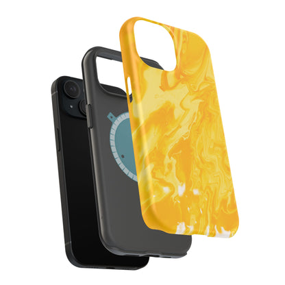 Luxe Yellow Marble MagSafe iPhone Case – Bold Golden Elegance with Magnetic Precision