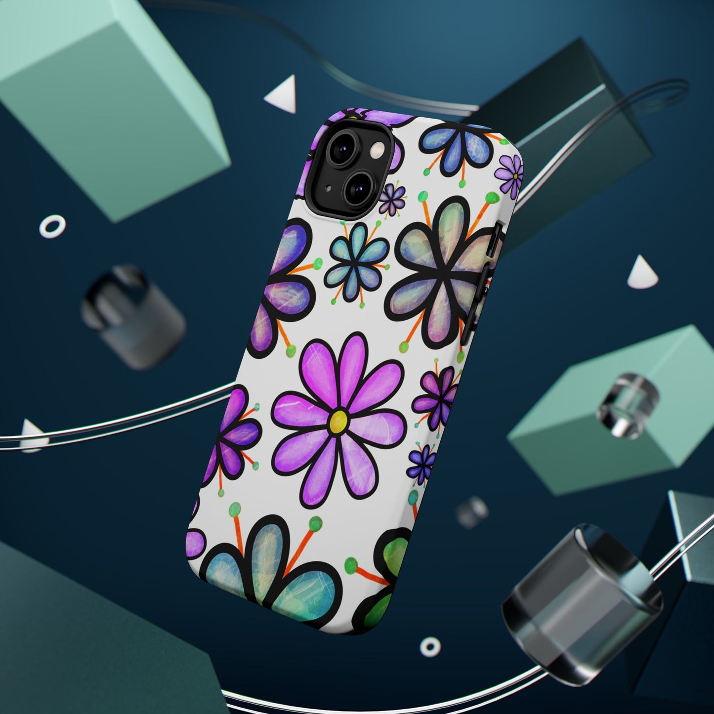 Whimsical Lavender Floral MagSafe iPhone Case – Ultra-Slim, High-Gloss Finish