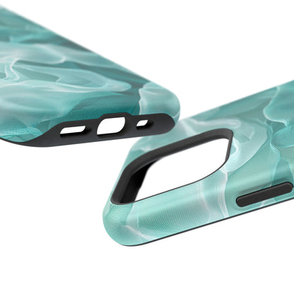 Elegant Flowing Teal Fabric MagSafe iPhone Case – Soft Waves Design