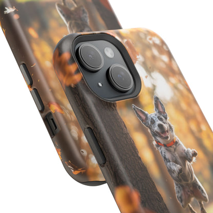 Energetic Blue Heeler Forest Pup MagSafe iPhone Case – Durable Outdoor-Inspired Design