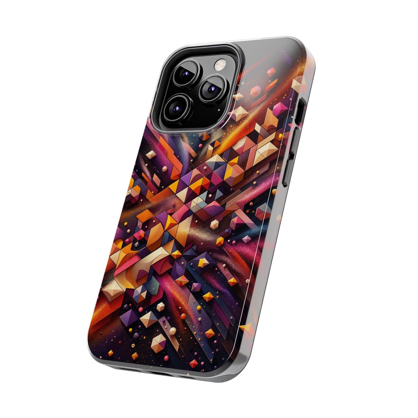 Geometric Galaxy iPhone Case - Abstract Cosmic Protective Cover - Retro Gamer