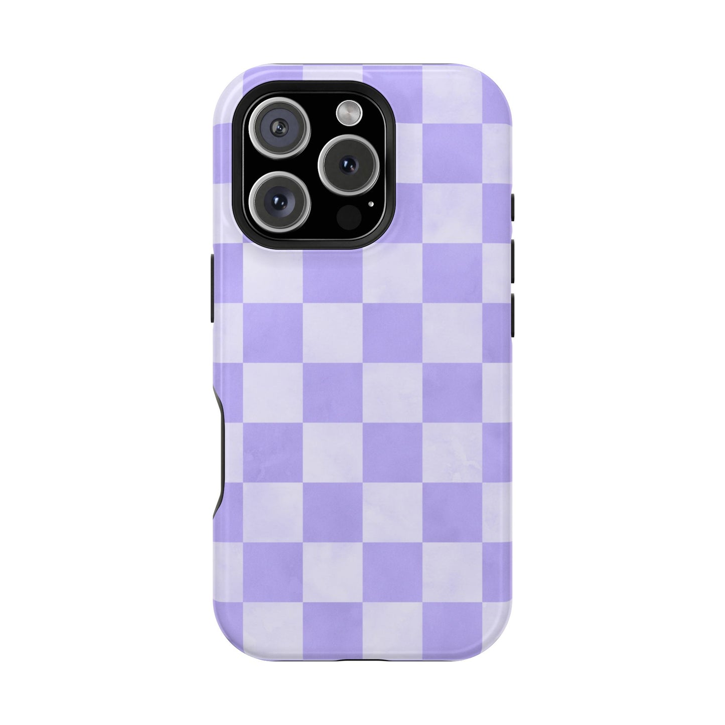 Lavender Checkerboard MagSafe iPhone Case – Shockproof, Smooth Matte Finish, Dual-Layer Design