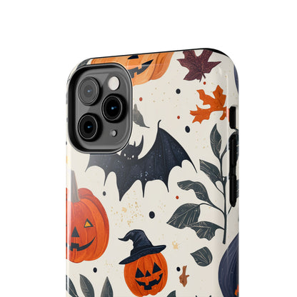 Spooky Halloween iPhone Case – Pumpkins, Bats, and Spider Design