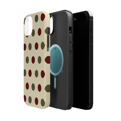 Red & Green Polka Dots on Cream – MagSafe iPhone Case