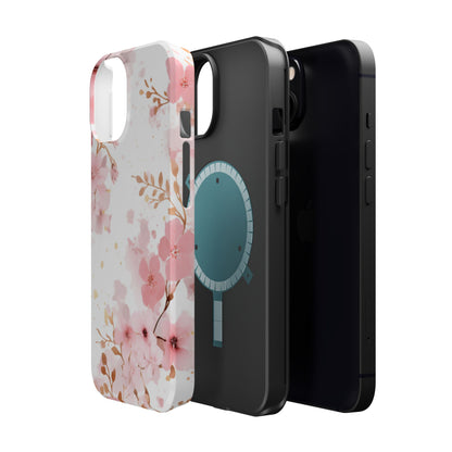 Soft Pink Cherry Blossom MagSafe Case – Floral Elegance with Wireless Charging