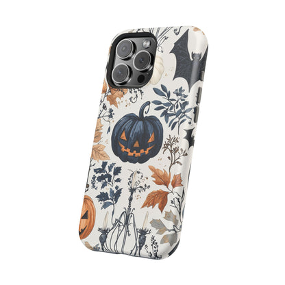 Vintage Halloween MagSafe iPhone Case – Dark Jack - o' - Lanterns, Bats, and Autumn Leaves Design - BOGO Cases