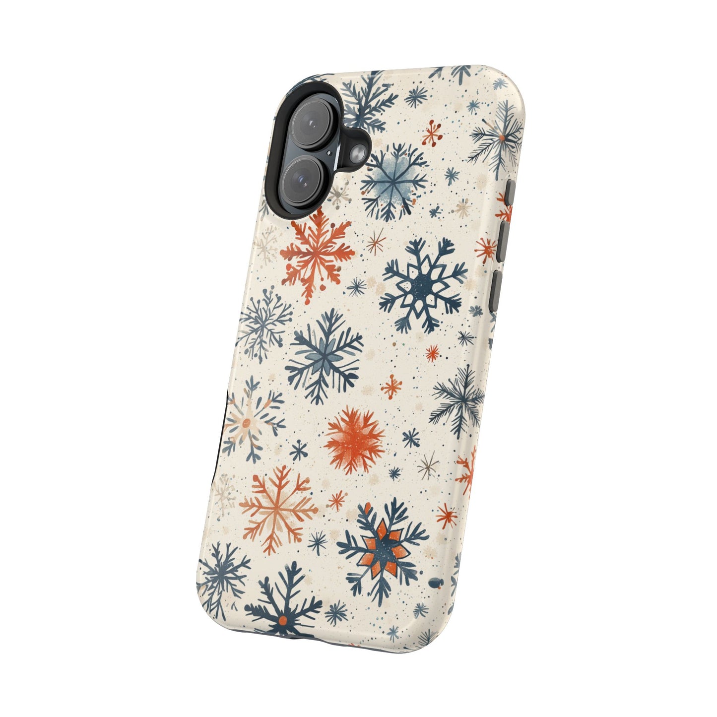 Rustic Orange and Blue Snowflake Pattern – MagSafe iPhone Series Case