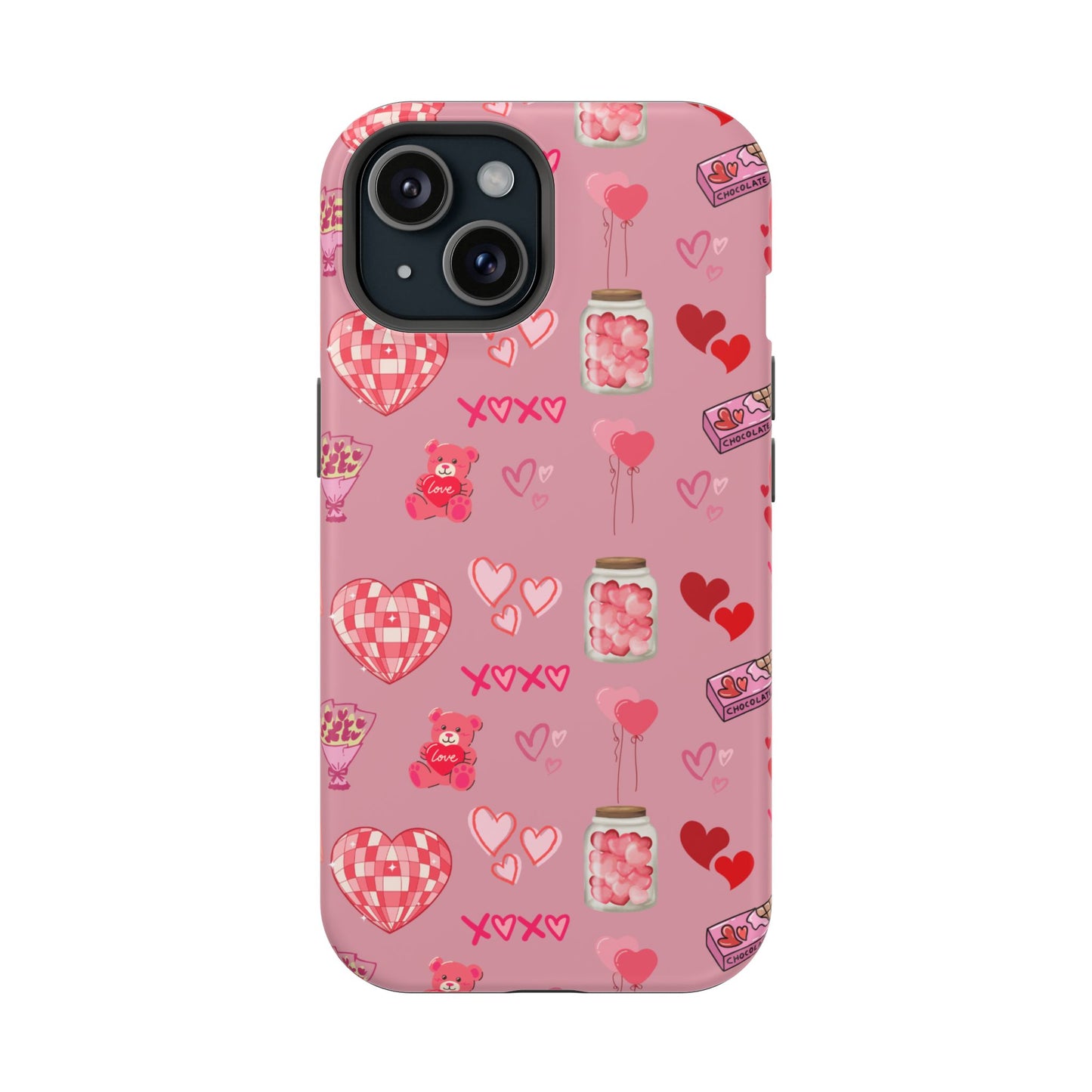 Pink Valentine Love Collage – MagSafe-Compatible iPhone Case