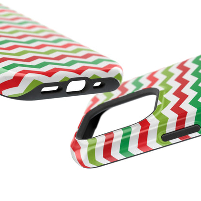 Vibrant Fiesta Chevron – Yellow Green, Green & Red Geometric MagSafe Case