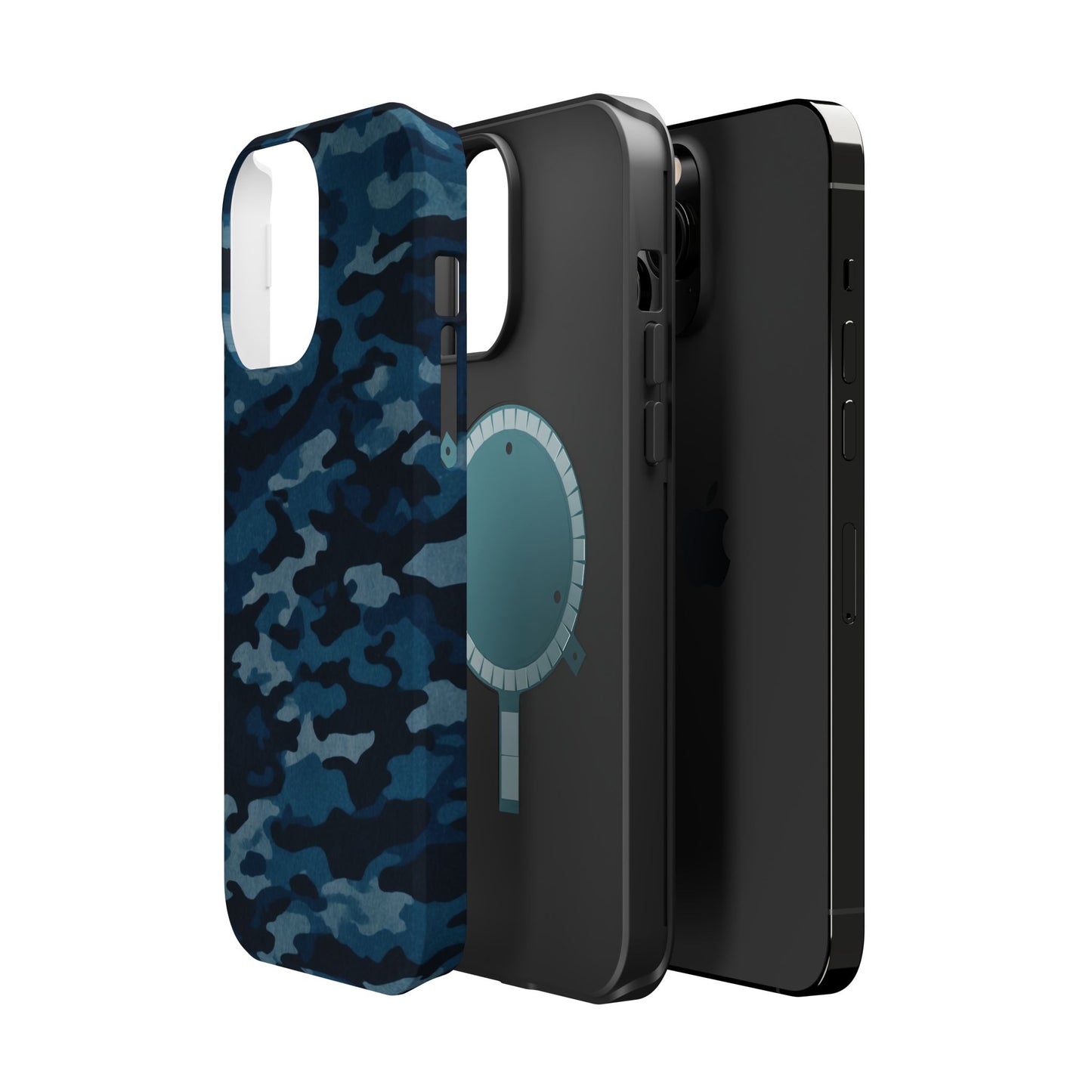 Dark Blue Camouflage – MagSafe iPhone Case with Modern Rugged Style