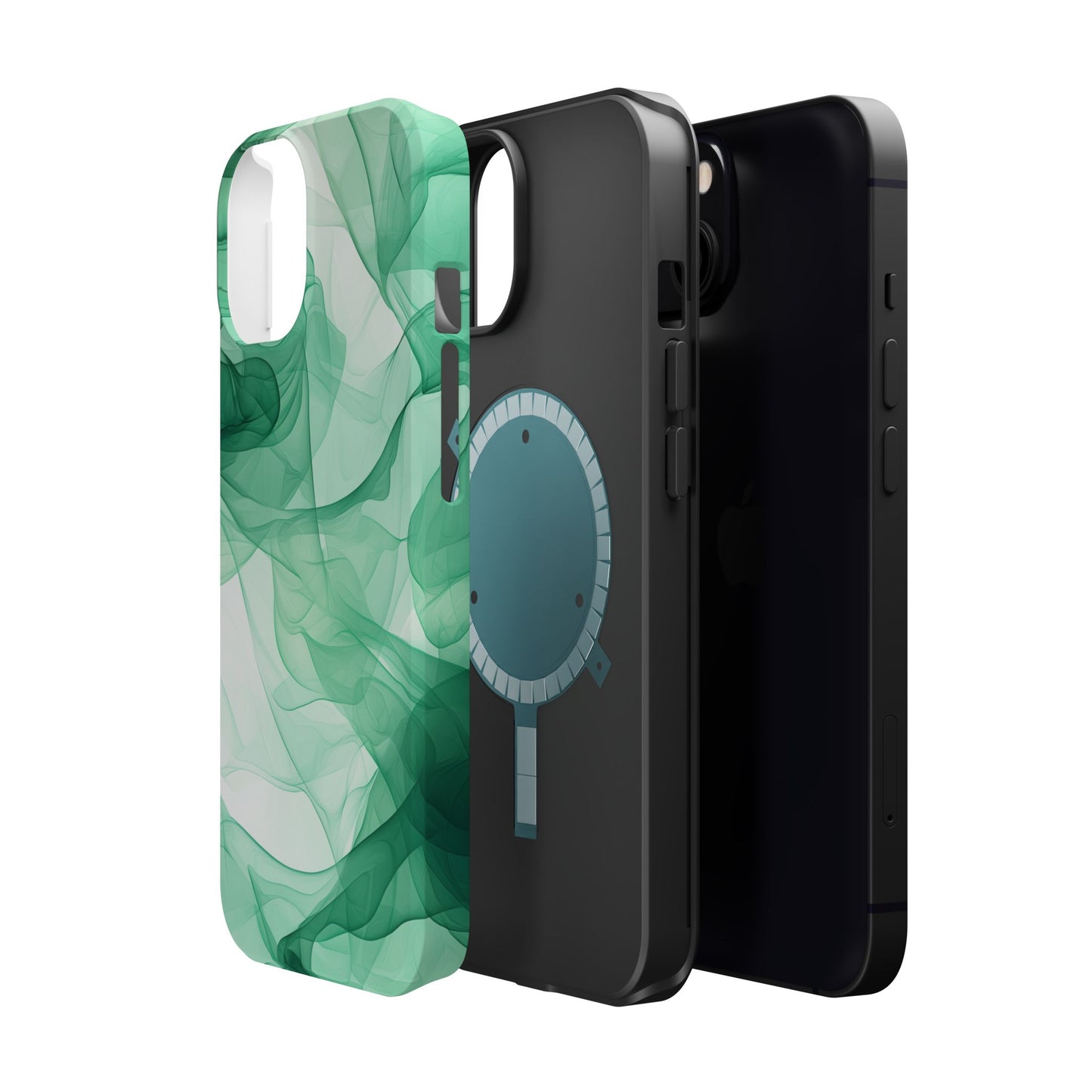 Translucent Flowing Green Fabric MagSafe iPhone Case – Elegant Fluid Design