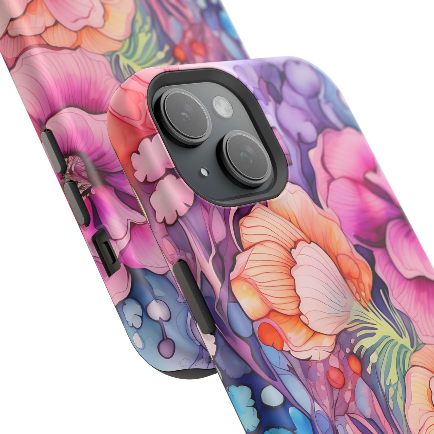 Bright Watercolor Floral Splash MagSafe iPhone Series Case – Bold Artistic Design