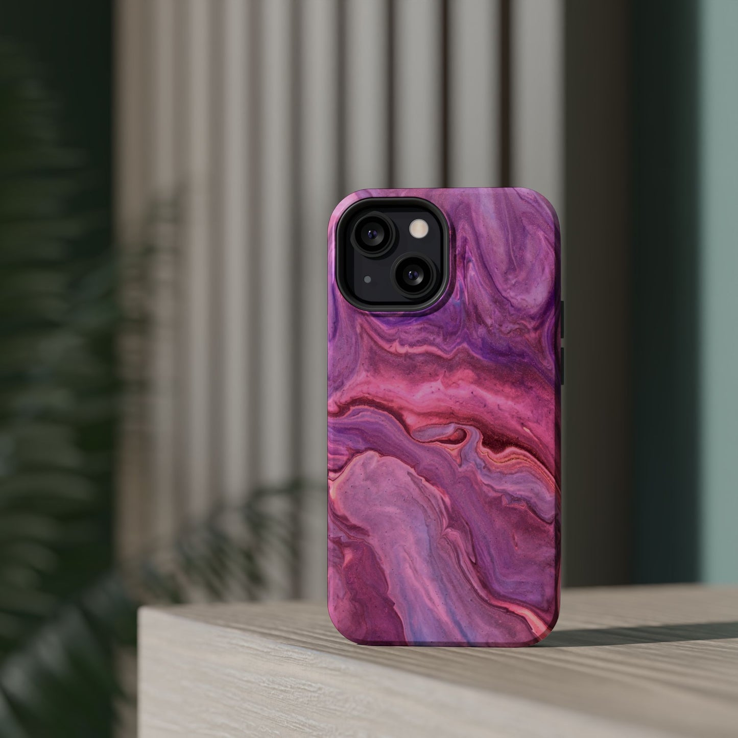 Lavender Dreamscape – MagSafe Case with Abstract Purple & Pink Marble Art