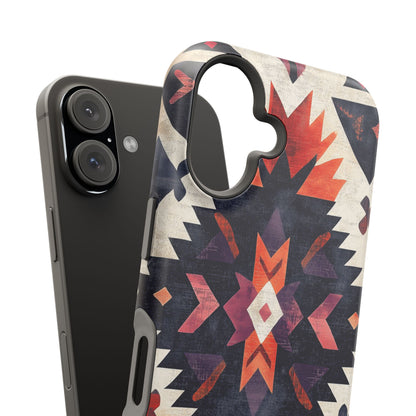 Boho Tribal Starburst Tough MagSafe iPhone Case – Vibrant Geometric Design, Dual-Layer Protection