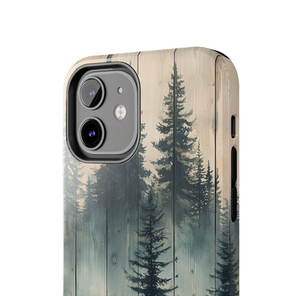 Misty Pine Forest Iphone Case - Nature-Inspired Wood Design Protective Cover