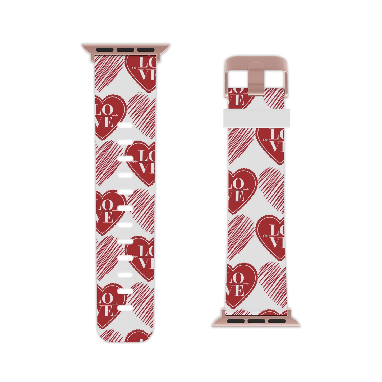 Red Love Heart Pattern Apple Watch Band