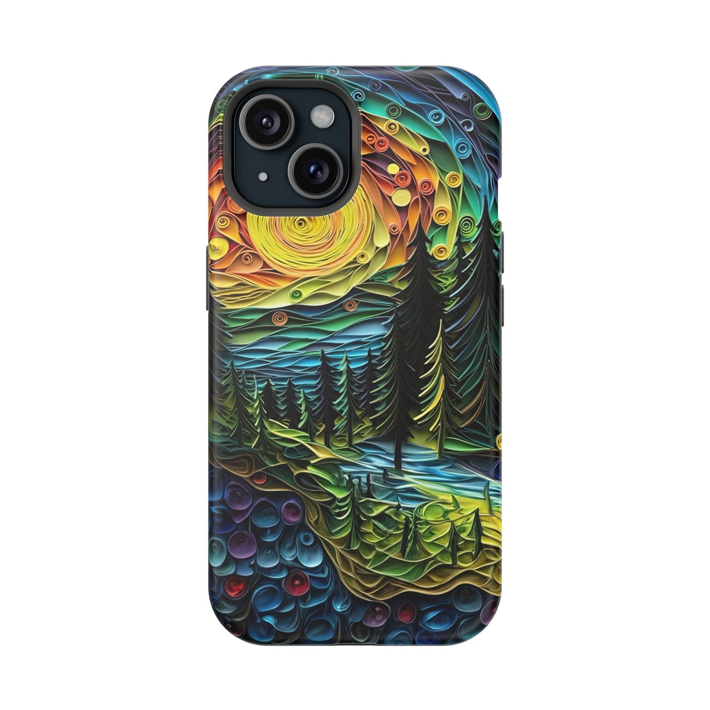 Radiant Forest Sunset MagSafe iPhone Case – Artistic Landscape Design