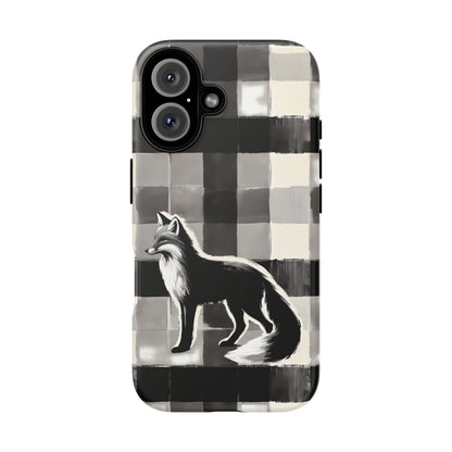 Black White Fox Phone Case - Monochrome Mystique