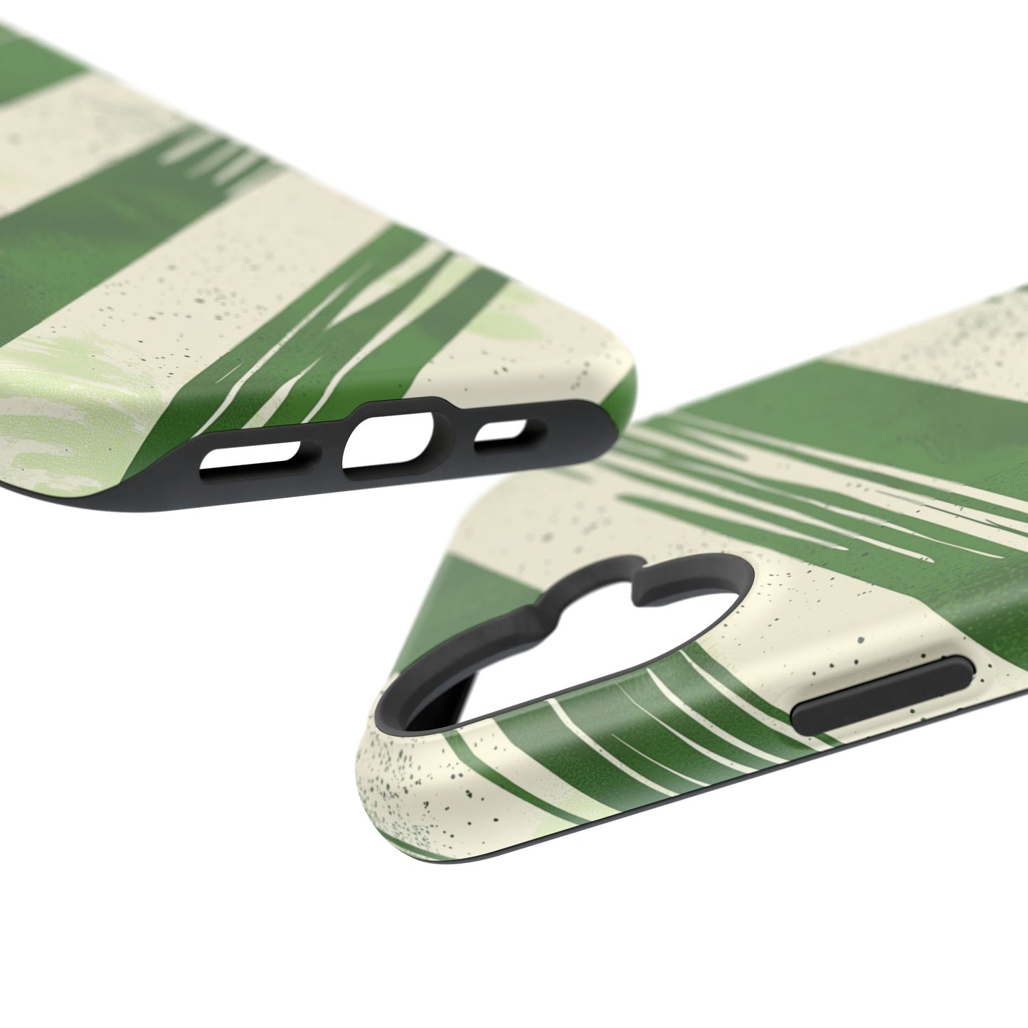 Green Stripes MagSafe iPhone Case – Bold Diagonal Brushstroke Design