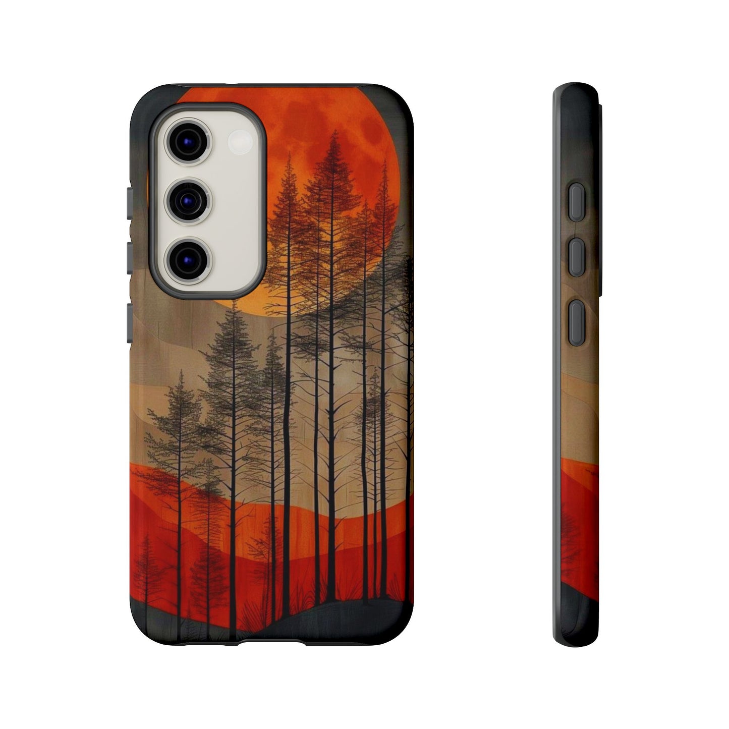 Moody Forest Moonrise Samsung Galaxy Case – Dark Landscape Design, Dual-Layer Protection