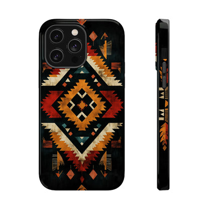 Southwestern Tribal Diamond Tough MagSafe iPhone Case – Bold Geometric Pattern, Dual-Layer Protection