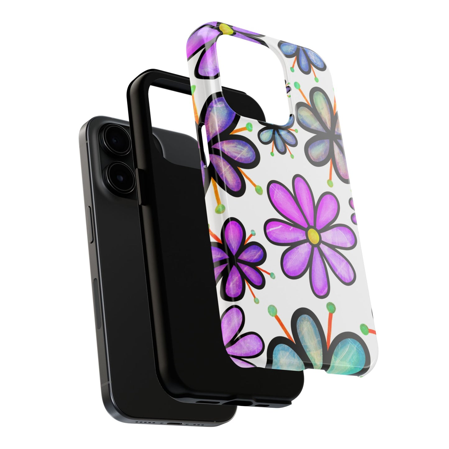 Whimsical Lavender Floral iPhone Case – Ultra-Slim, High-Gloss Finish