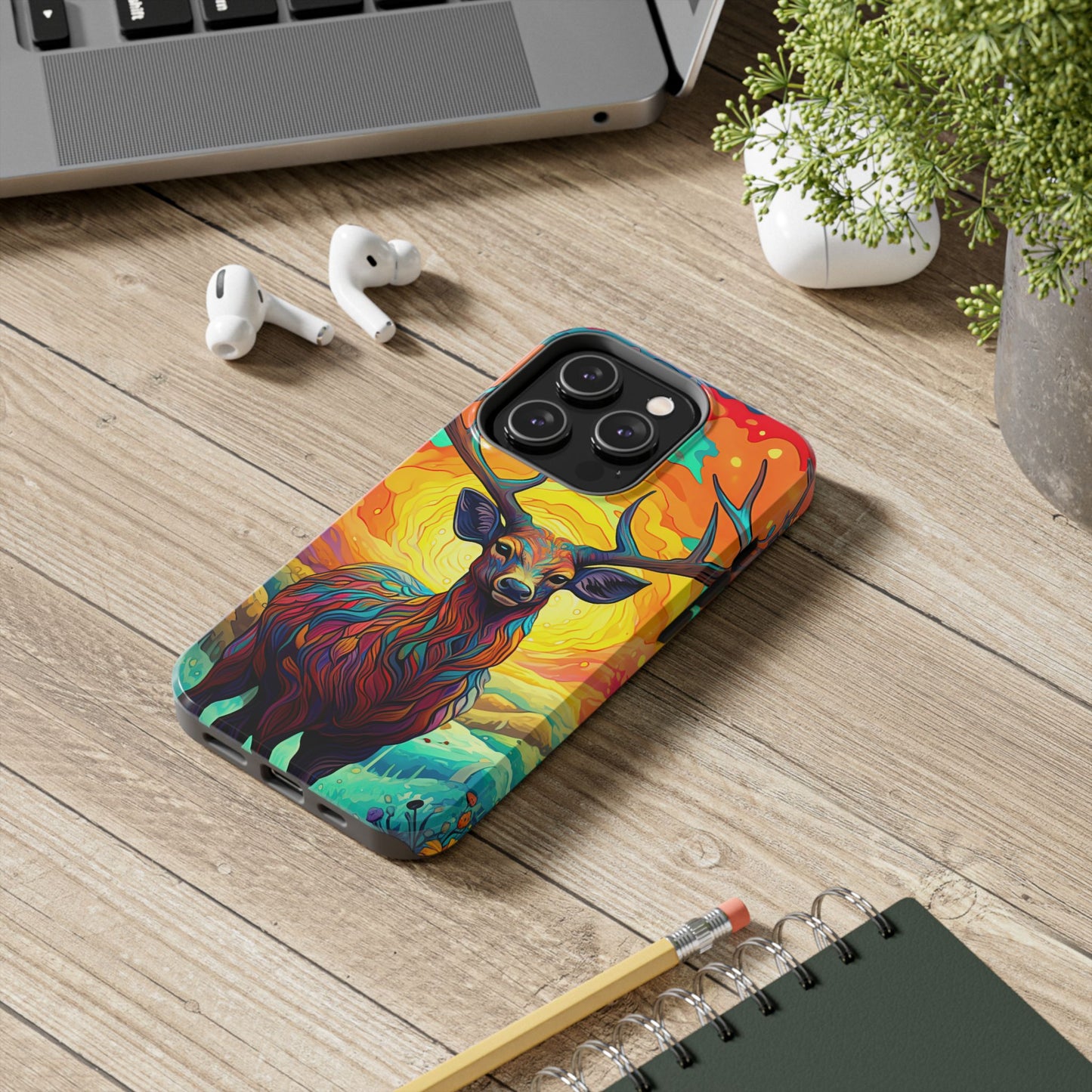 Vibrant Stag in Bloom – iPhone Case