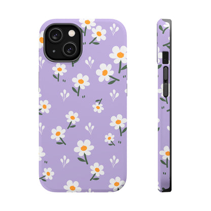 Purple Daisy Garden MagSafe  iPhone Case – Soft Lavender Background, Shockproof Protection with Slim Fit