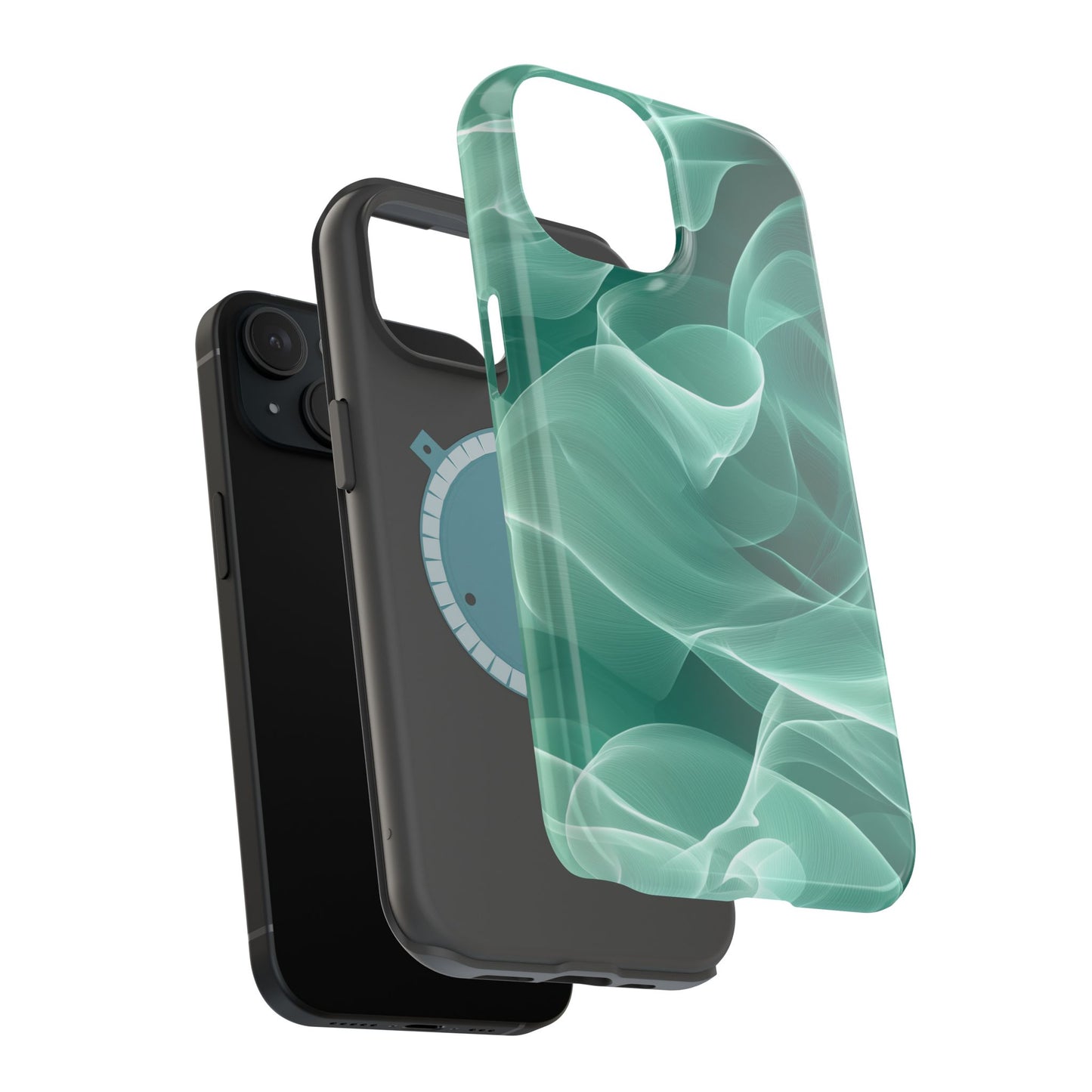 Emerald Flow MagSafe iPhone Case – Translucent Green Fabric-Inspired Design