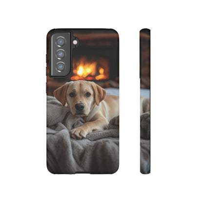 Cozy Golden Retriever by the Fireplace - Samsung Galaxy Case