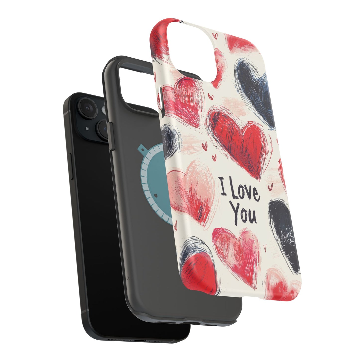 Brushstroke Hearts of Love "I Love You" - MagSafe Compatible Case