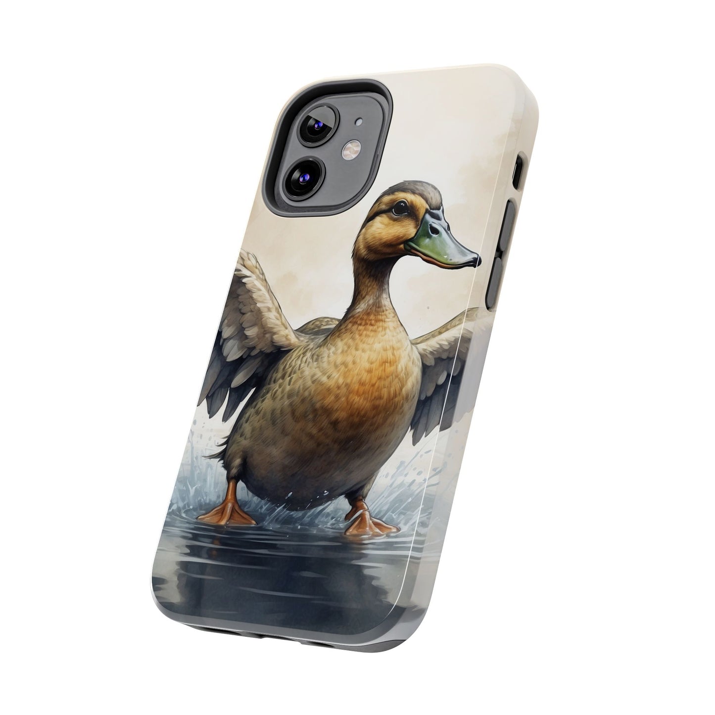 Graceful Duck in Watercolor Scene - iPhone Case