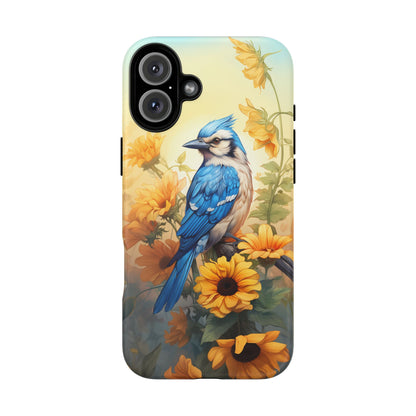 Blue Jay & Sunflowers Phone Case - Perfect Gift for Bird Lovers!