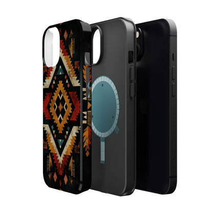 Southwestern Tribal Diamond Tough MagSafe iPhone Case – Bold Geometric Pattern, Dual-Layer Protection