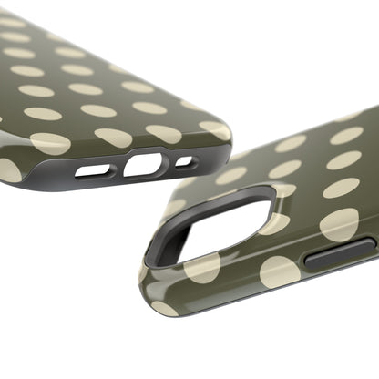 Vintage Green & Cream Polka Dots – MagSafe iPhone Case