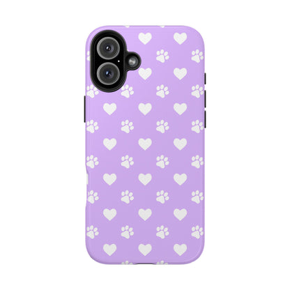 Lilac Paw Prints & Hearts – iPhone Case