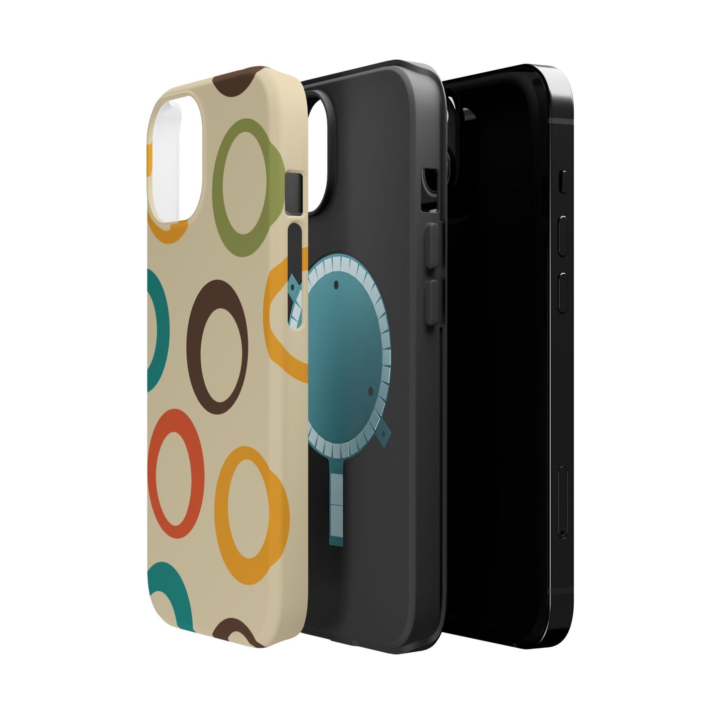 Retro Colorful Rings MagSafe iPhone Case – Shockproof, Matte Finish, Dual-Layer Protection