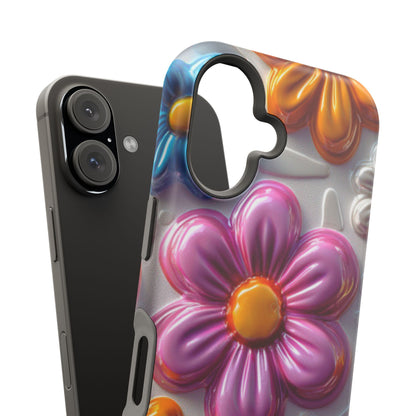 Glossy 3D Floral MagSafe iPhone Case – Colorful Flower Pattern, Durable Protection