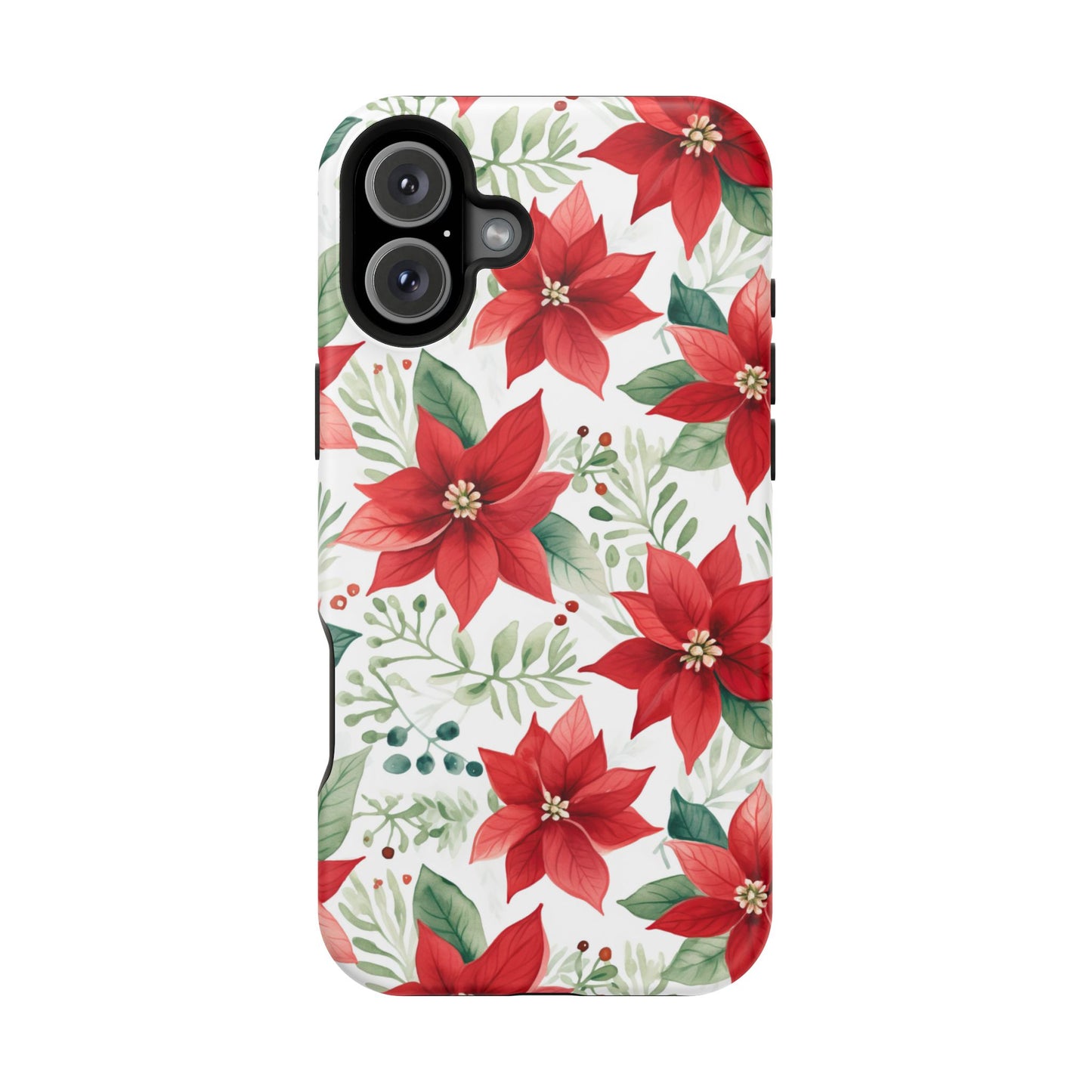 Festive Poinsettia Holiday Pattern – MagSafe iPhone Series Case