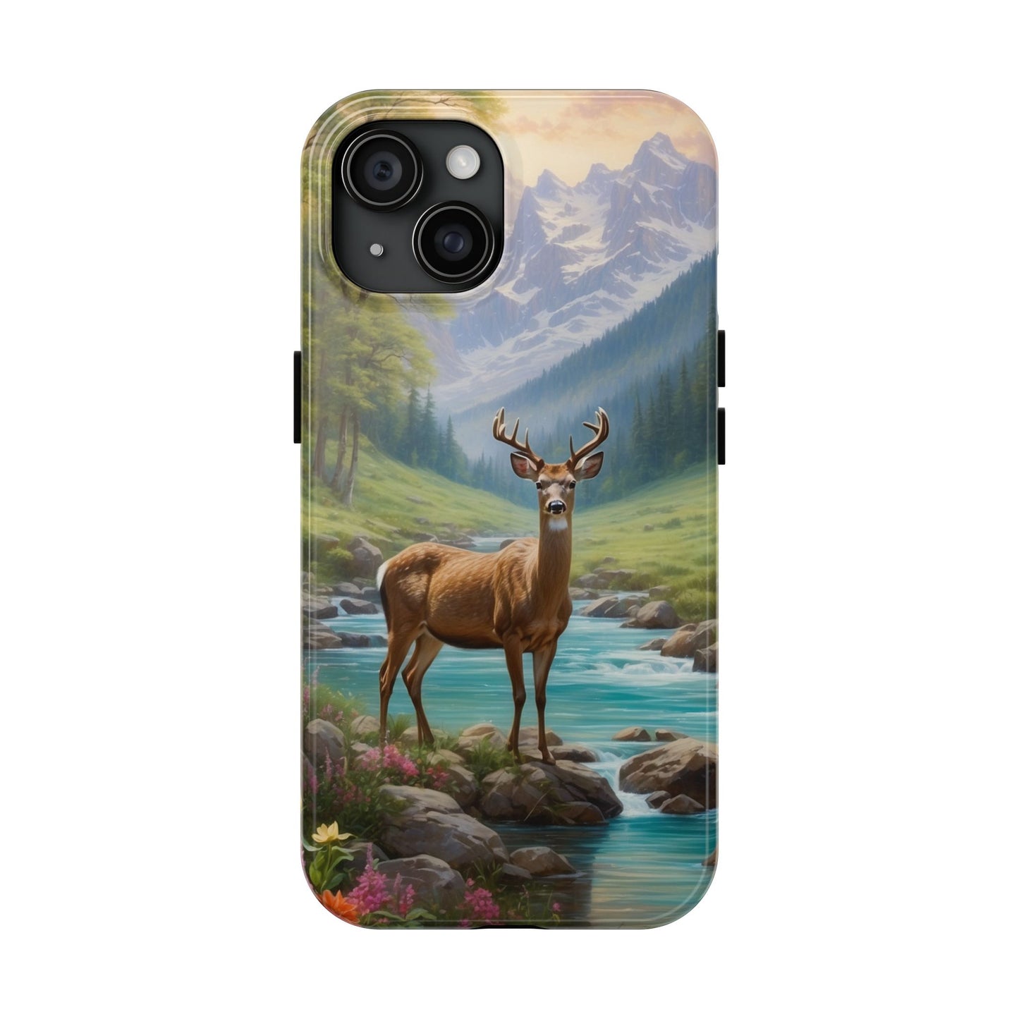 Alpine Serenity – Stag in Mountain Bliss iPhone Cases