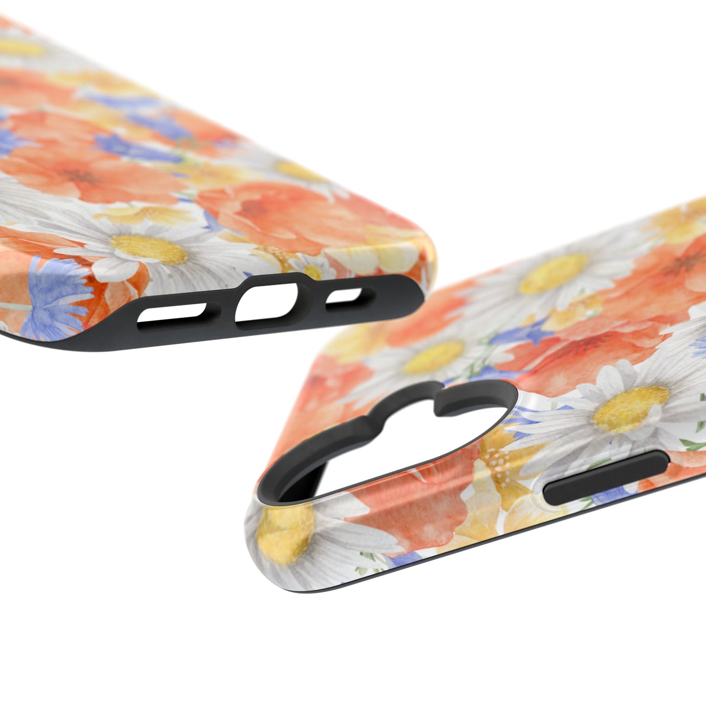 Watercolor Wildflower Pattern MagSafe iPhone Case – Durable Matte Finish with Daisy, Poppy & Cornflower Design