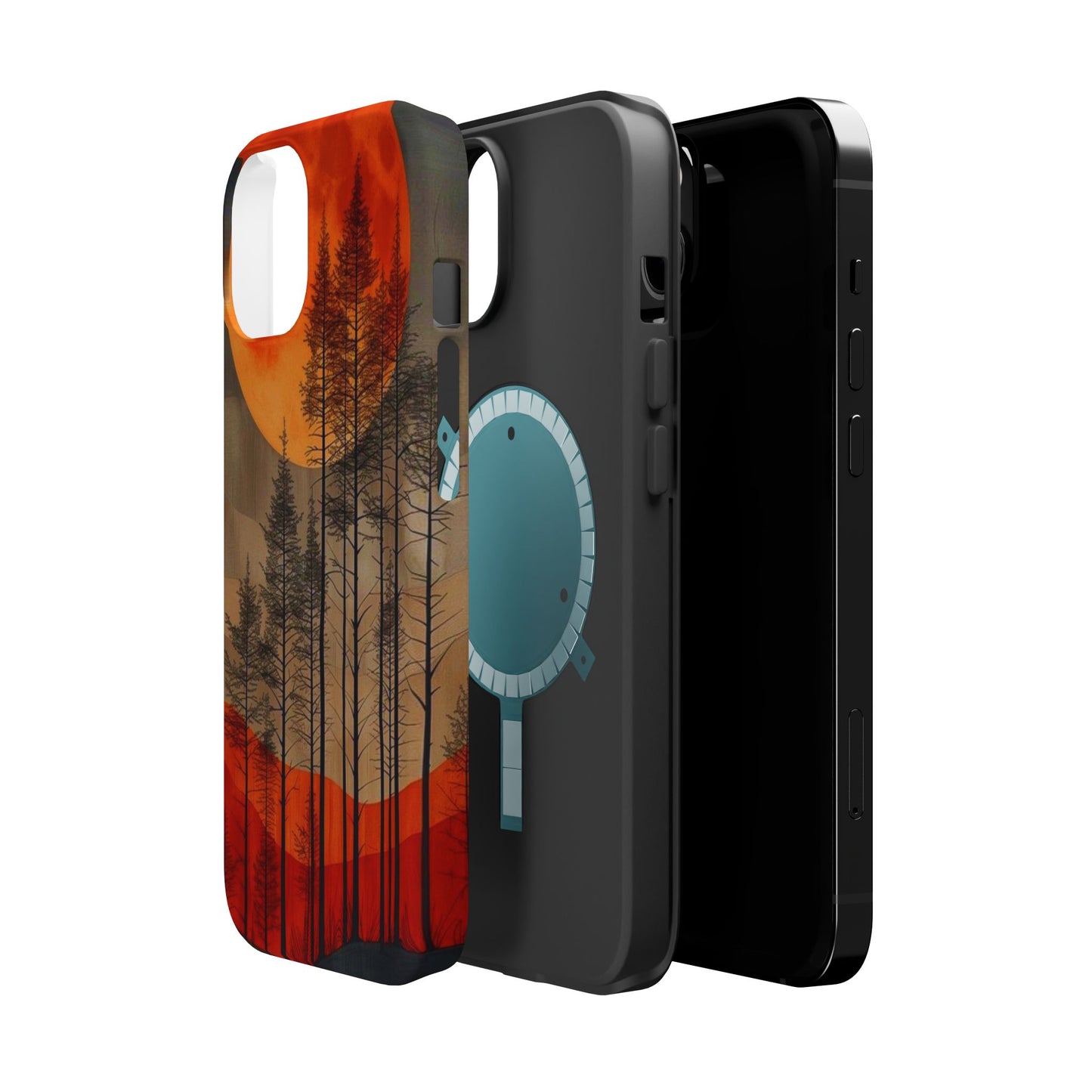 Moody Forest Moonrise MagSafe iPhone Case – Dark Landscape Design, Dual-Layer Protection