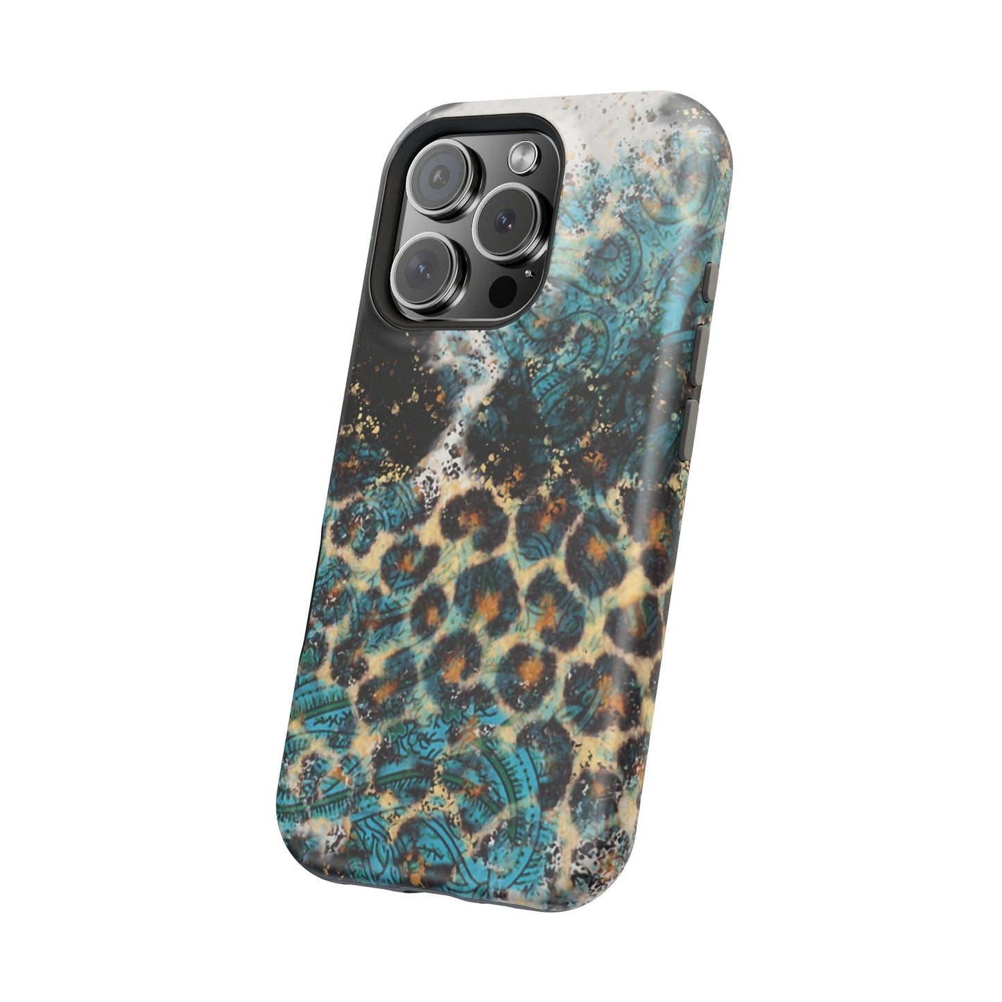 Turquoise Paisley Cowhide Leopard - MagSafe iPhone Series Case