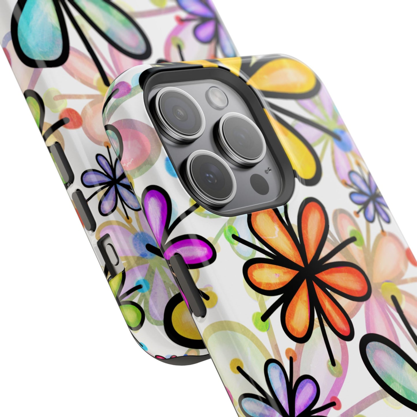 Retro Floral Pop MagSafe iPhone Case – Ultra-Slim Design, High-Gloss Finish